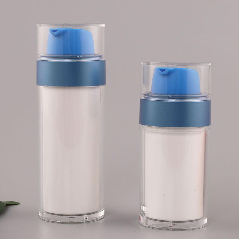 Customized airless lotion bottle cosmetic packaging with transparent cover