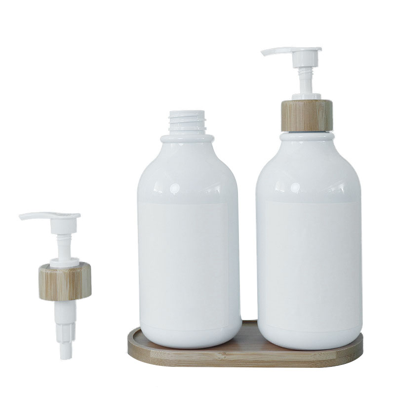 White Lotion Bottle With Bamboo Pump