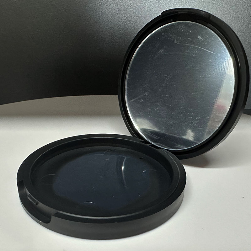 Custom Matte Black Compact Powder Case With Mirror 