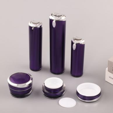 Wholesale Luxury Purple Acrylic Cosmetic Packaging Bottle Set