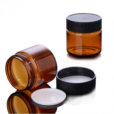 Empty PET Round Amber Cream Jars Custom