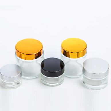 Round Transparent Glass Cream Jars with screw cap