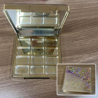 Gold Empty Magnetic Eyeshadow Palette Container with Mirror 