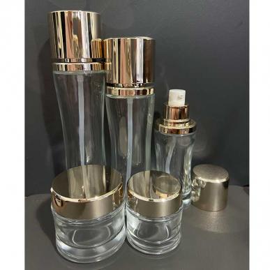 Luxury cosmetic packaging glass cream jar set cosmetic bottle