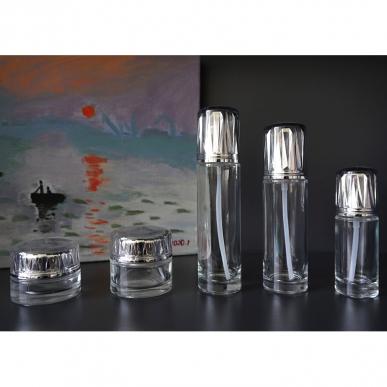 Luxury Glass Lotion Pump Bottles Cream Jars Set for Cosmetic Skincare Packaging
