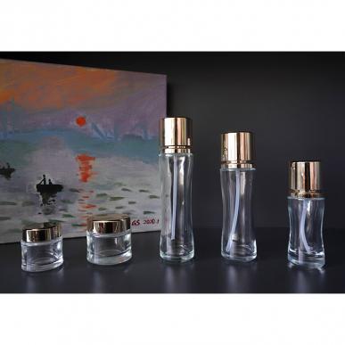 Empty Transparent Skincare Packaging Cosmetics Glass Bottle and Jar Set