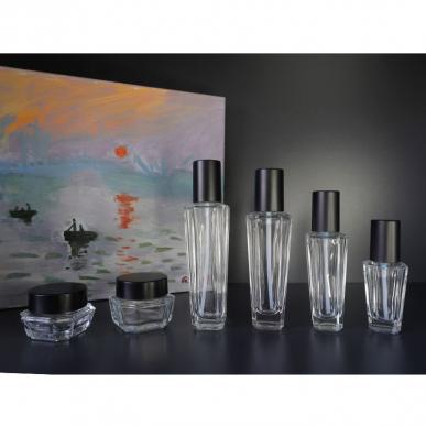 Luxury Skincare Packaging Cosmetic Glass Pump Bottle Cream Jar Set