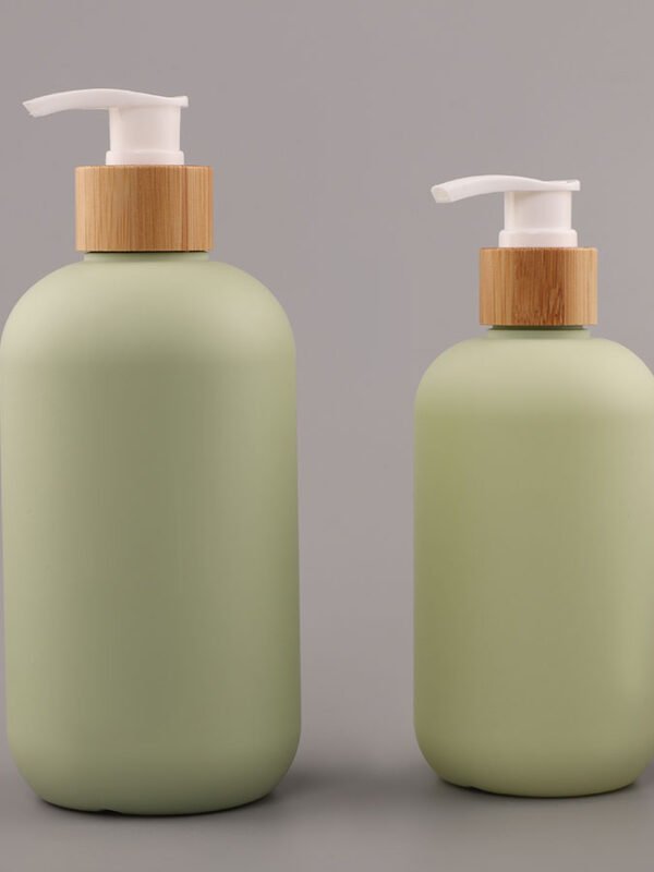 Extra-Thick PET Plastic Shower Bottle Set with Bamboo Pumps