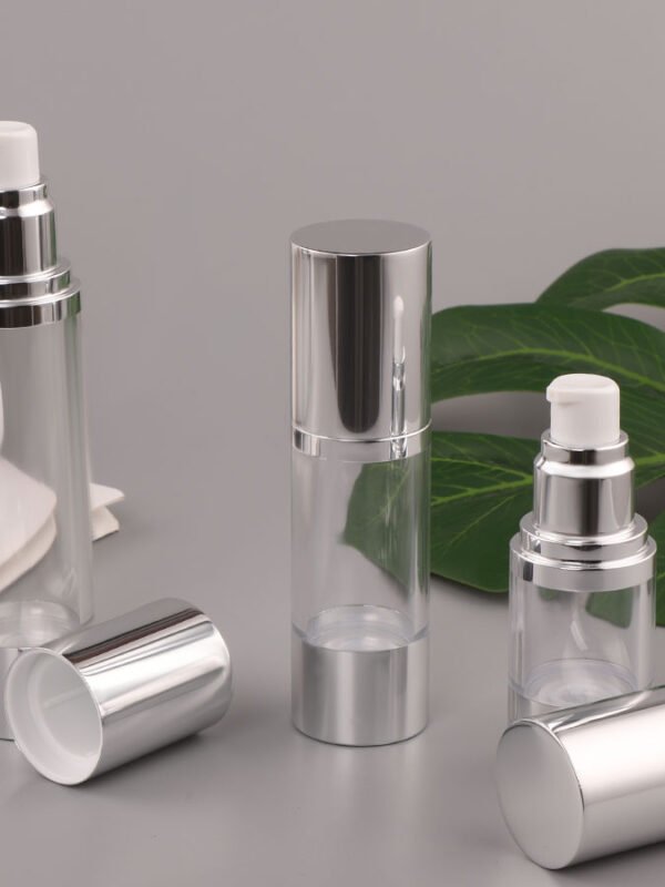 Silver Airless Pump Bottles Cosmetic Cream Container