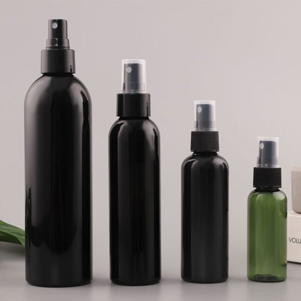 Wholesale Cosmetic Packaging PET Black Plastic Spray Bottle