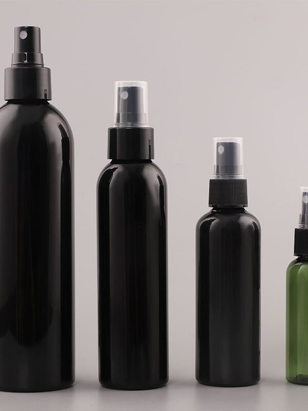 Wholesale Cosmetic Packaging PET Black Plastic Spray Bottle