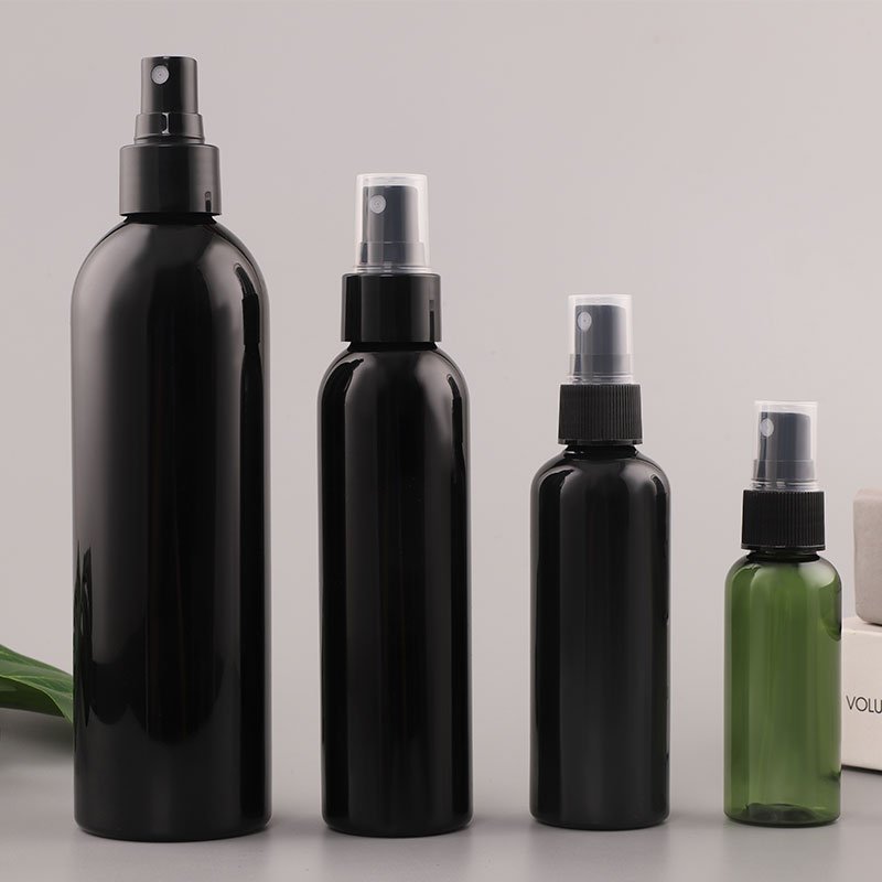 Wholesale Cosmetic Packaging PET Black Plastic Spray Bottle