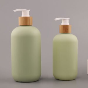 Extra-Thick PET Plastic Shower Bottle Set with Bamboo Pumps